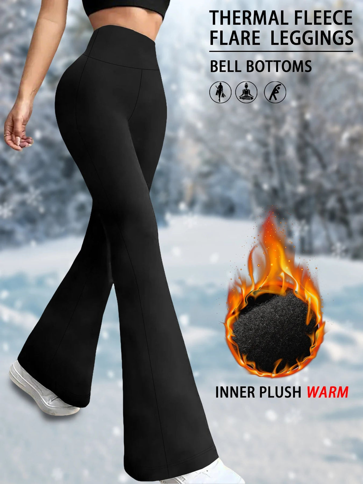 Dames flared fleece legging met hoge taille