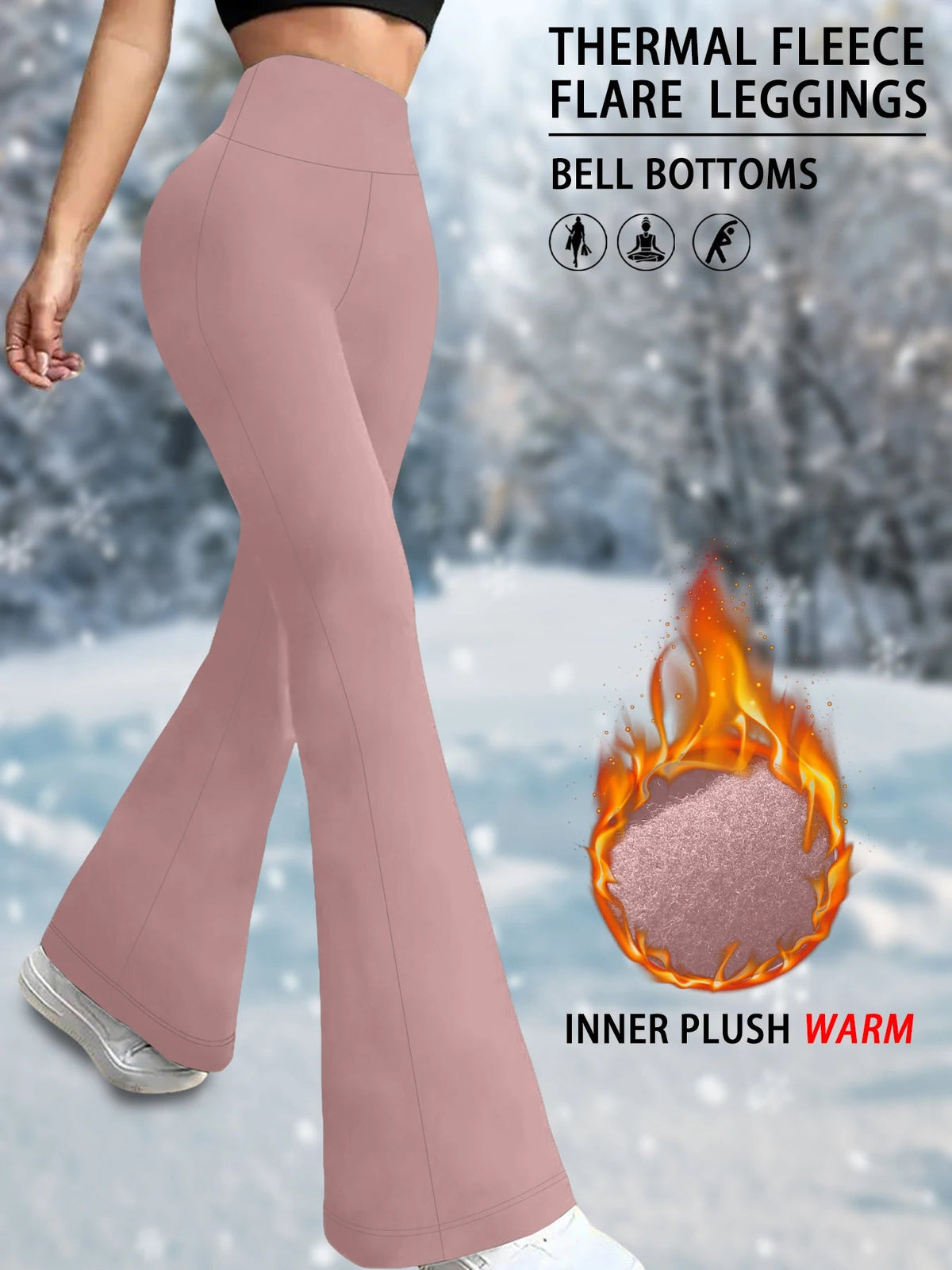Dames fleece legging met wijde pijpen