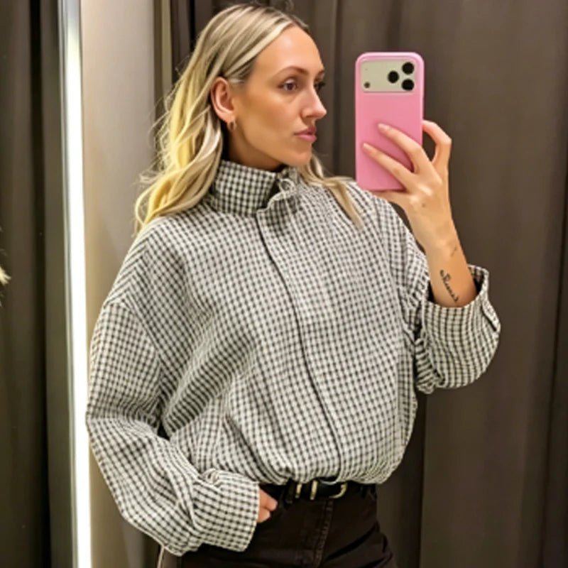 Dames Geruite Bomberjack – Oversized & Cropped - Spotlights shopping