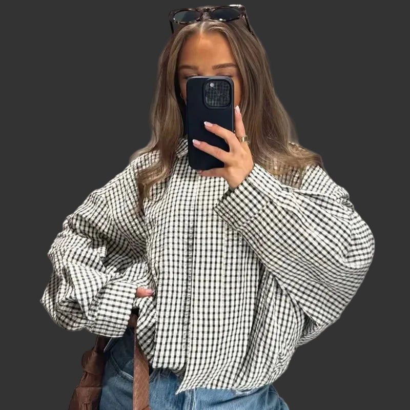 Dames Geruite Bomberjack – Oversized & Cropped - Spotlights shopping