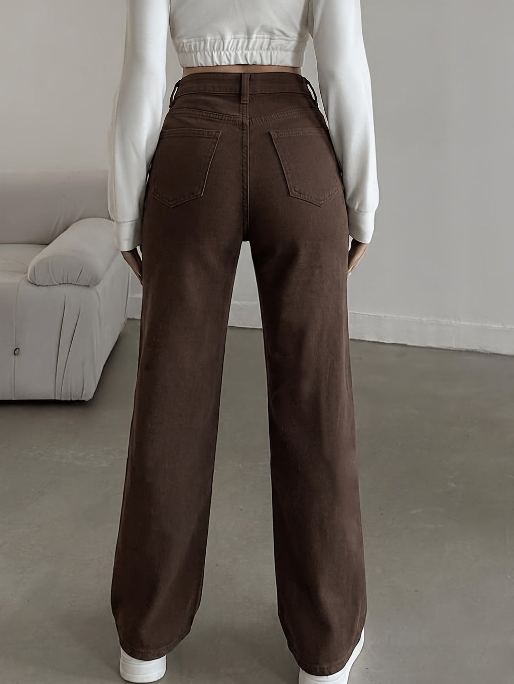 Dames jeans met hoge taille en rechte pijpen