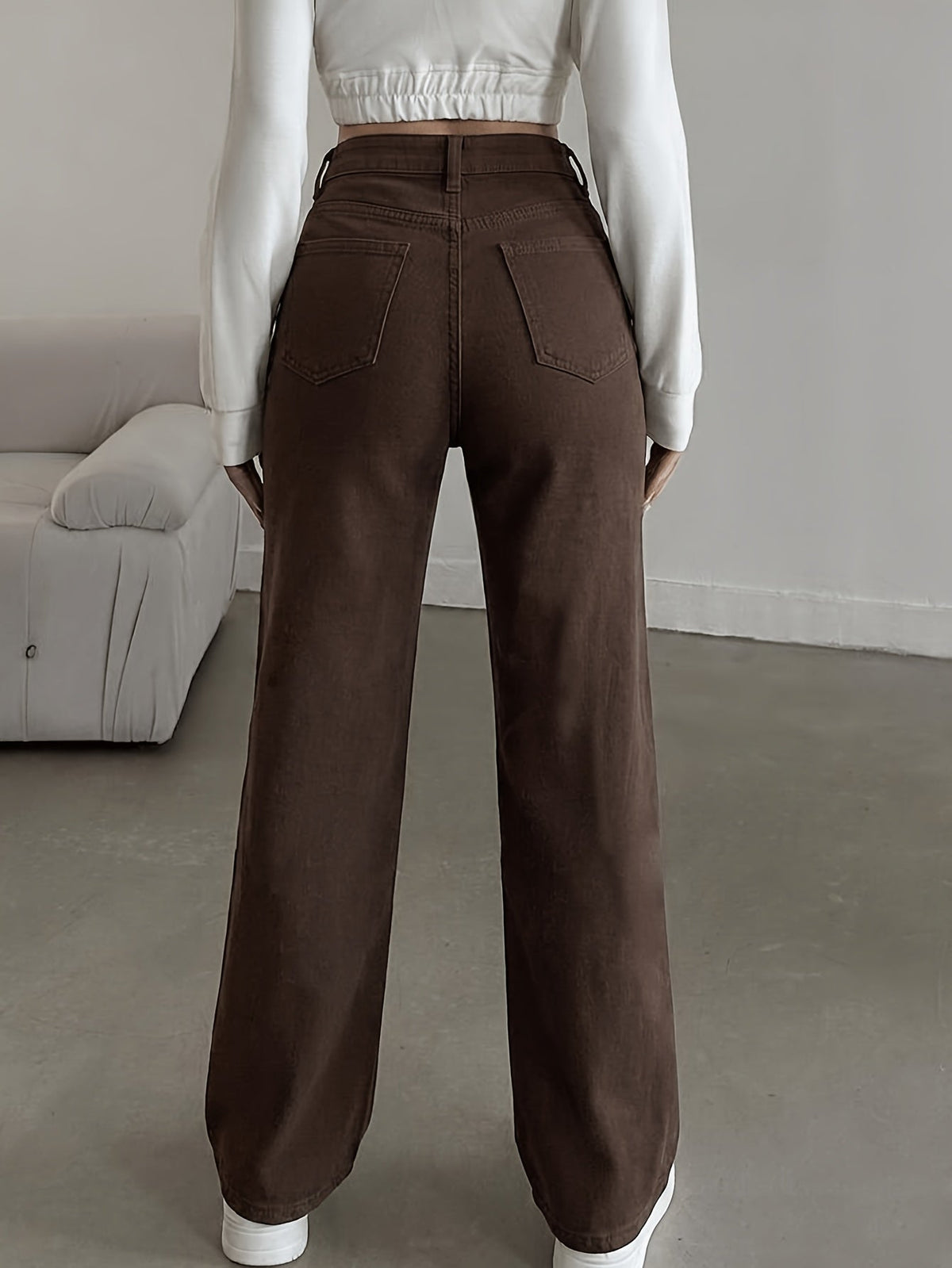 Dames jeans met hoge taille en rechte pijpen
