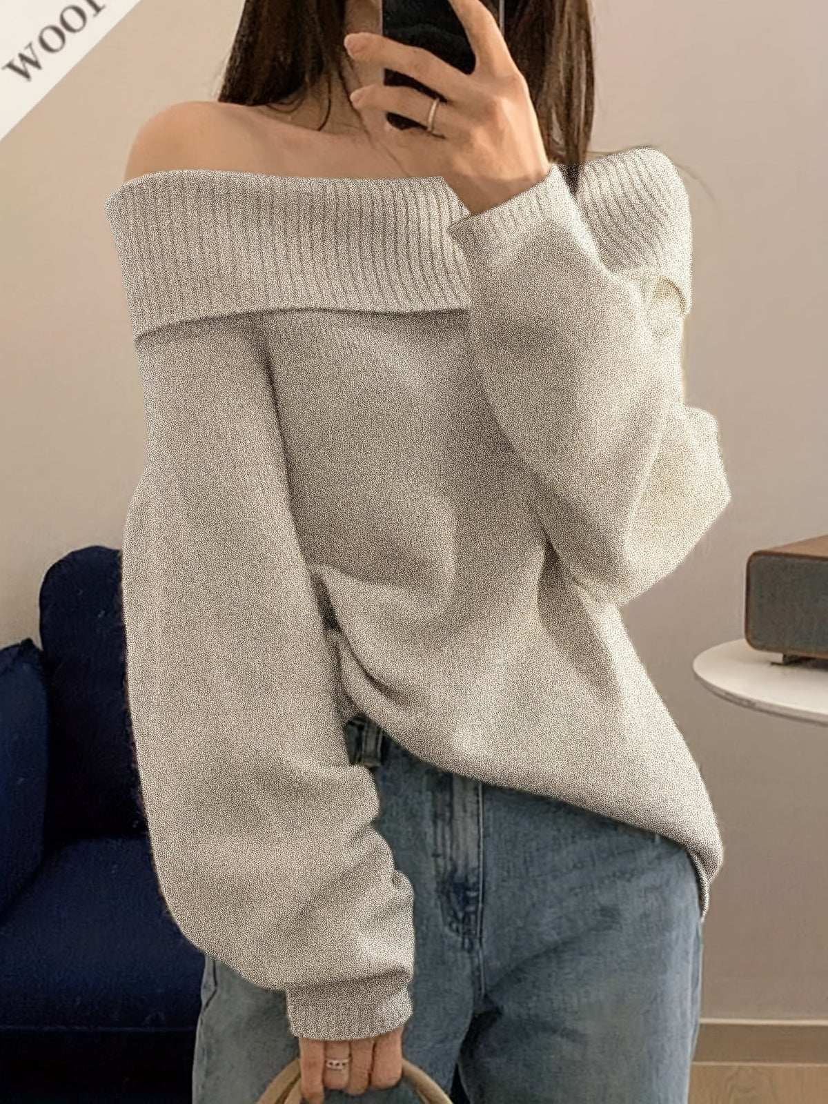 Dames one-shoulder trui met losse pasvorm