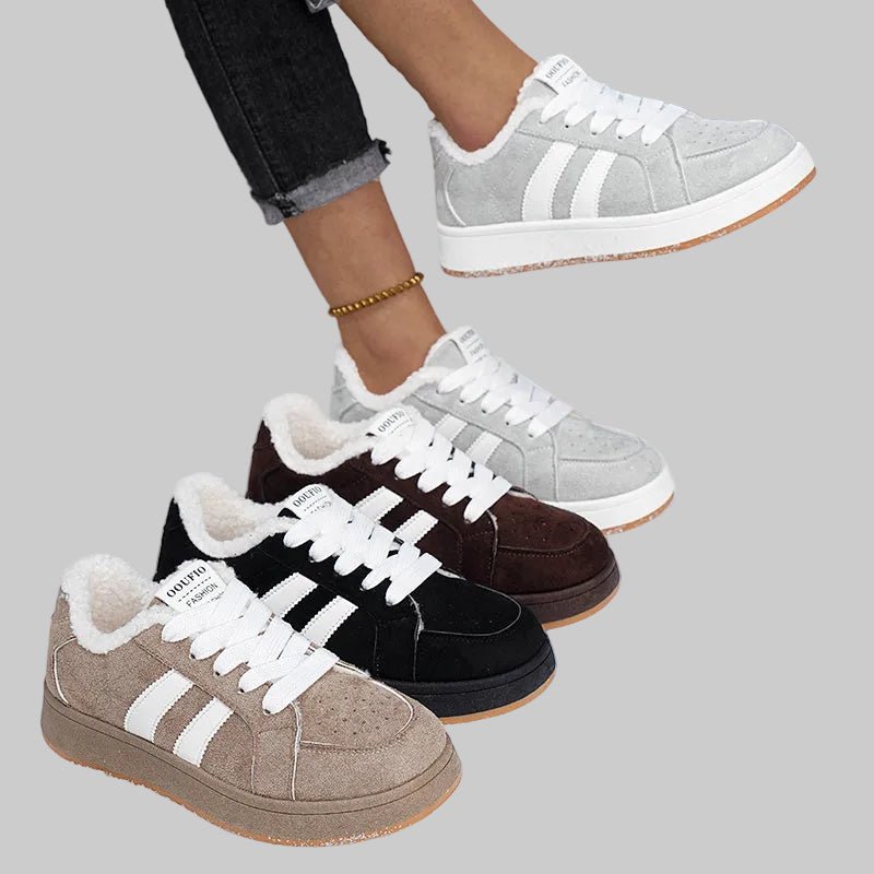 Dames sneakers met brede neus en warme voering
