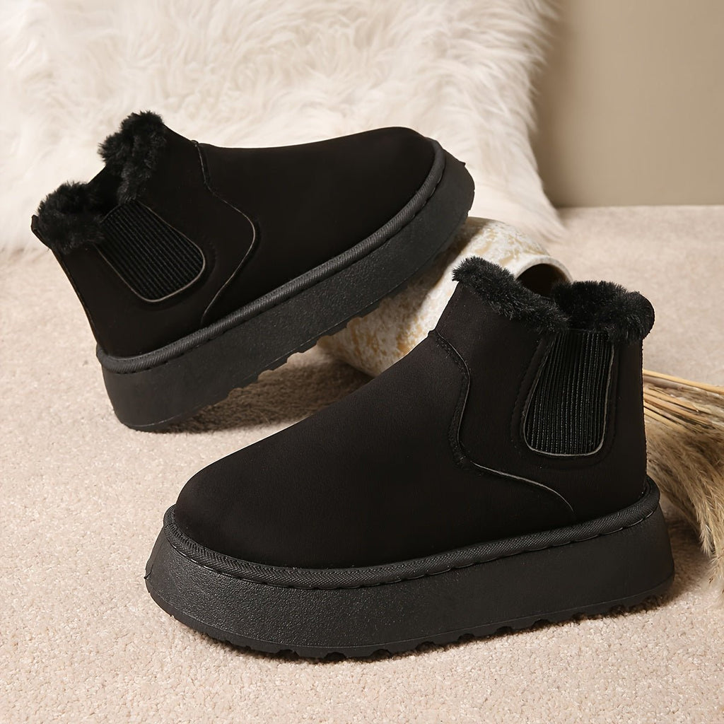 Korte dames snowboots met fleecevoering en plateauzool