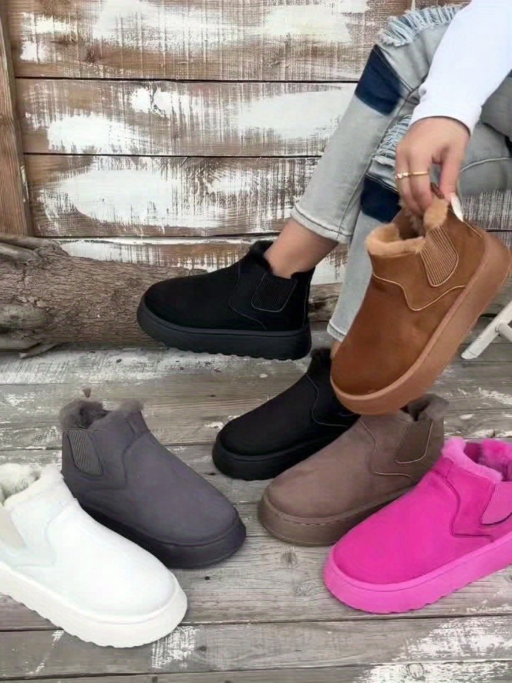 Korte dames snowboots met fleecevoering en plateauzool