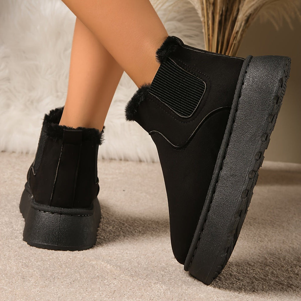 Korte dames snowboots met fleecevoering en plateauzool