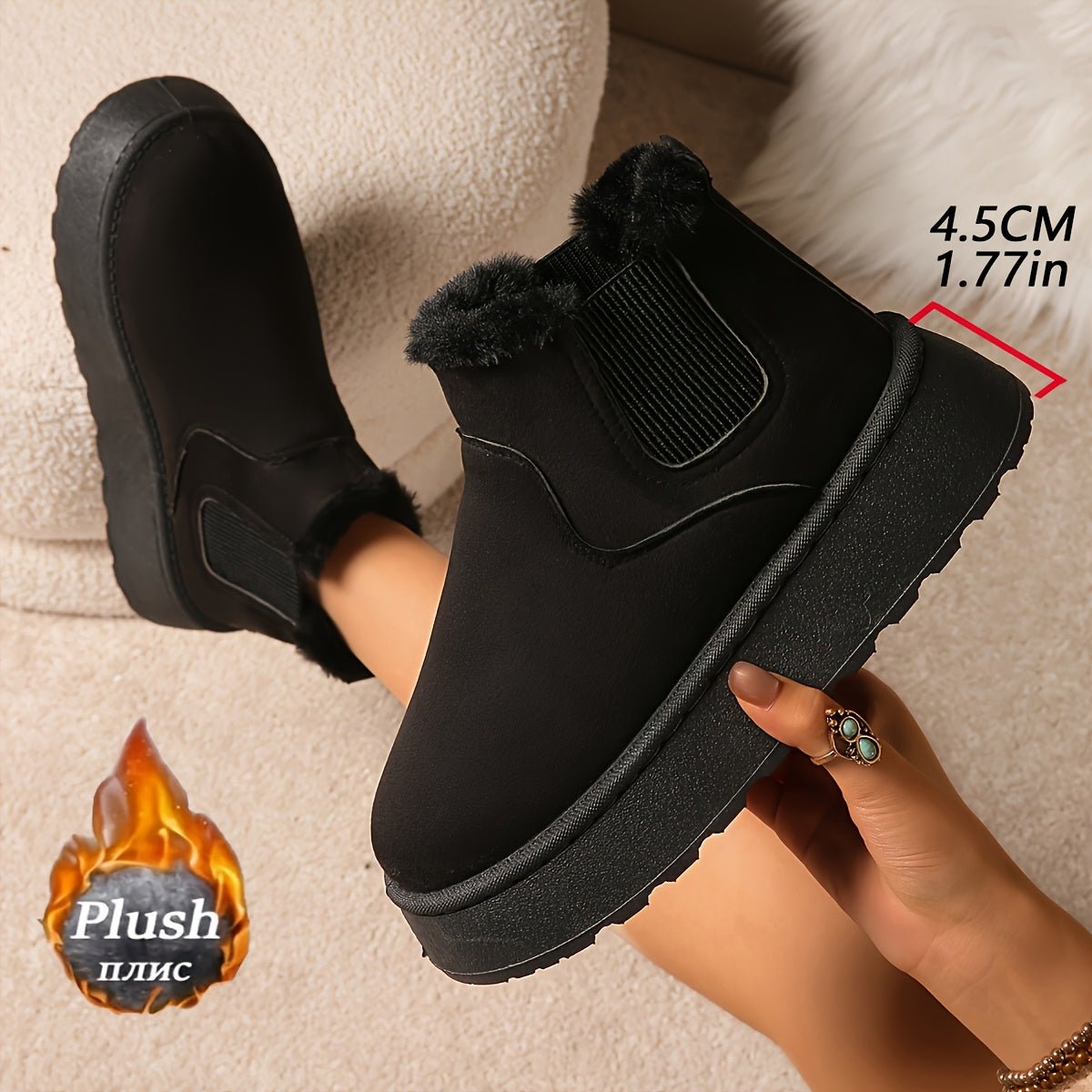 Korte dames snowboots met fleecevoering en plateauzool