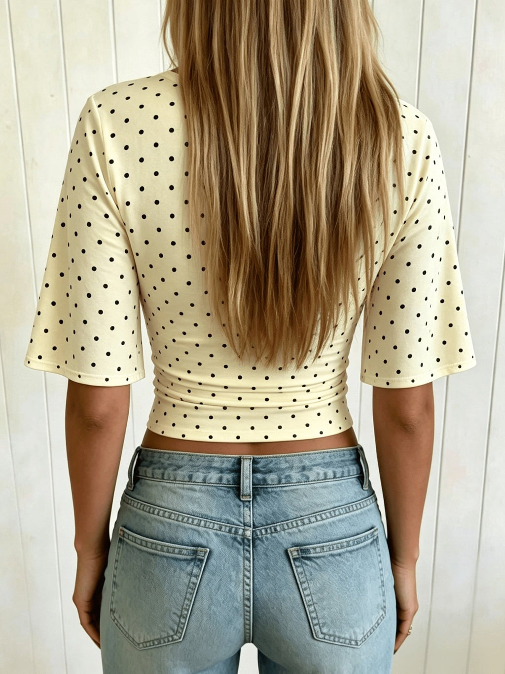 Dames T-shirt met polkadotprint