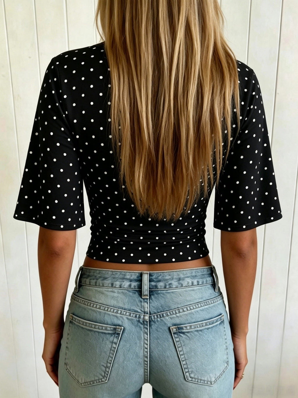 Dames T-shirt met polkadotprint