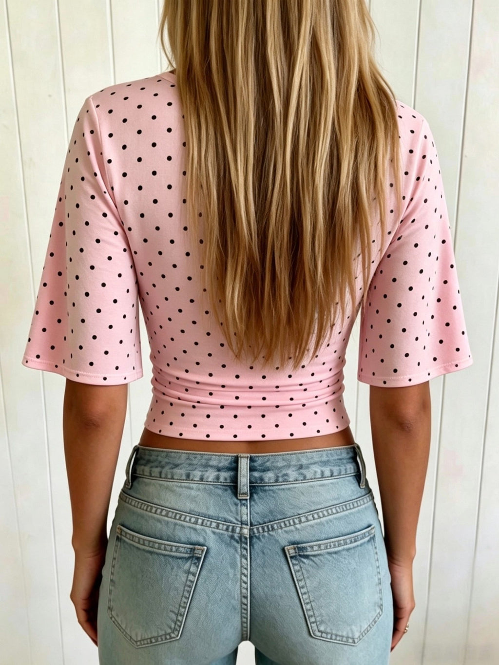 Dames T-shirt met polkadotprint