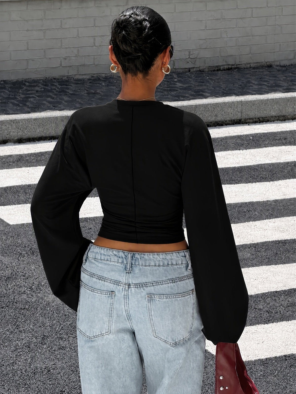 Slim fit dames top met elegante vleermuismouwen