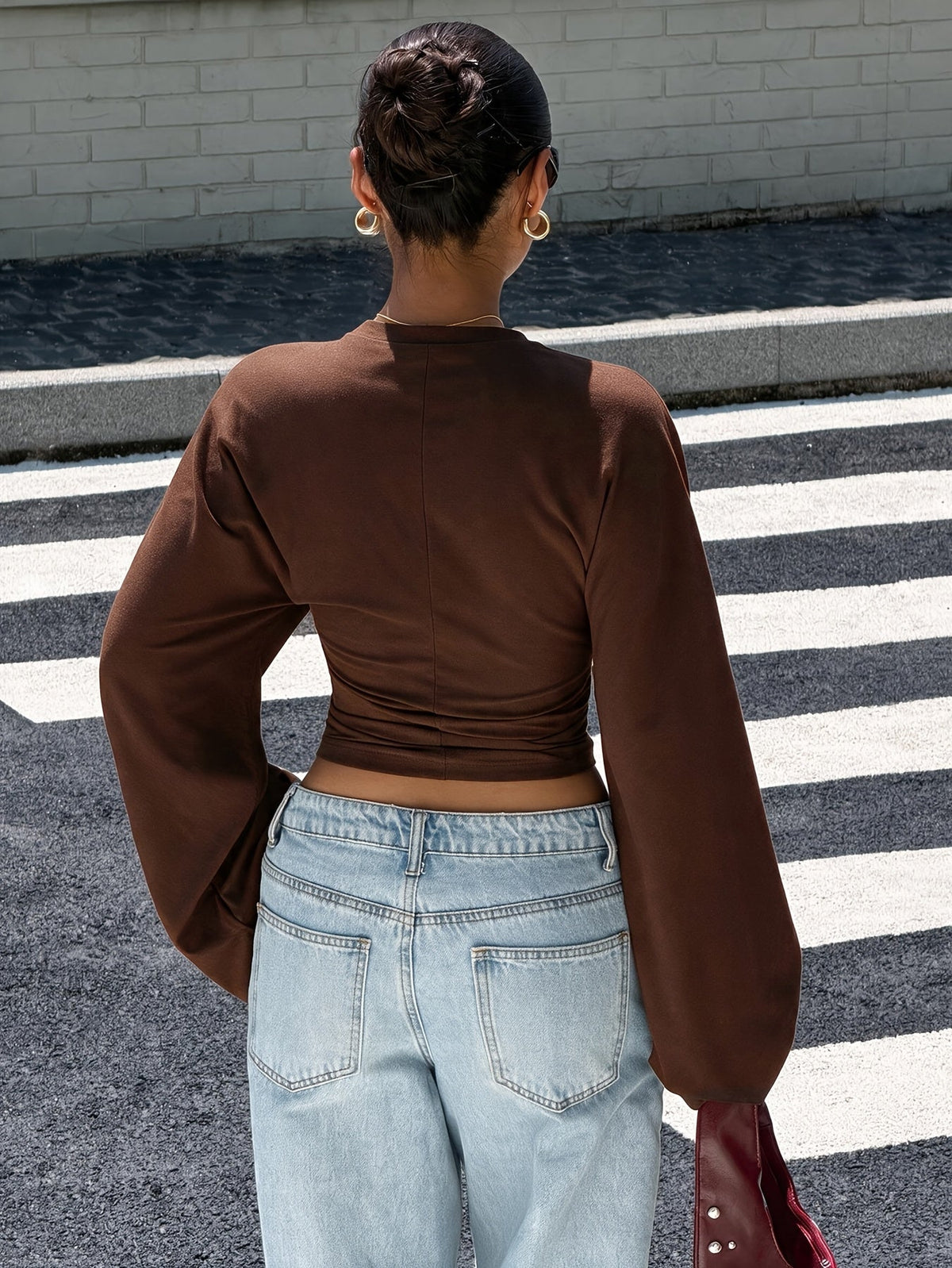 Slim fit dames top met elegante vleermuismouwen
