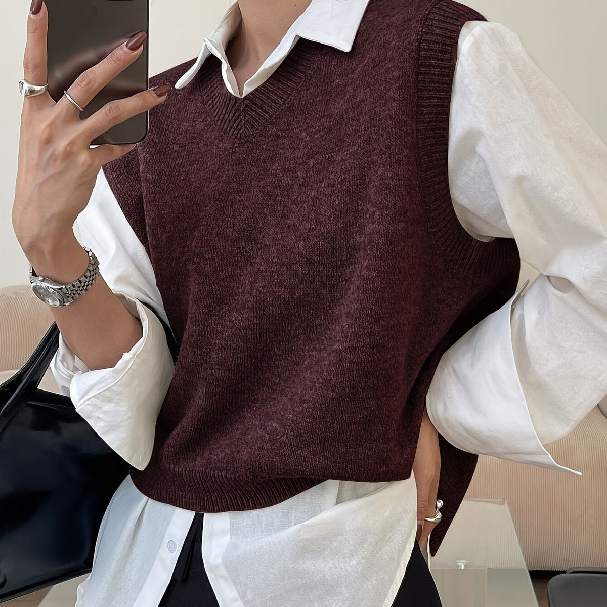 Mouwloos vest met V-hals voor dames