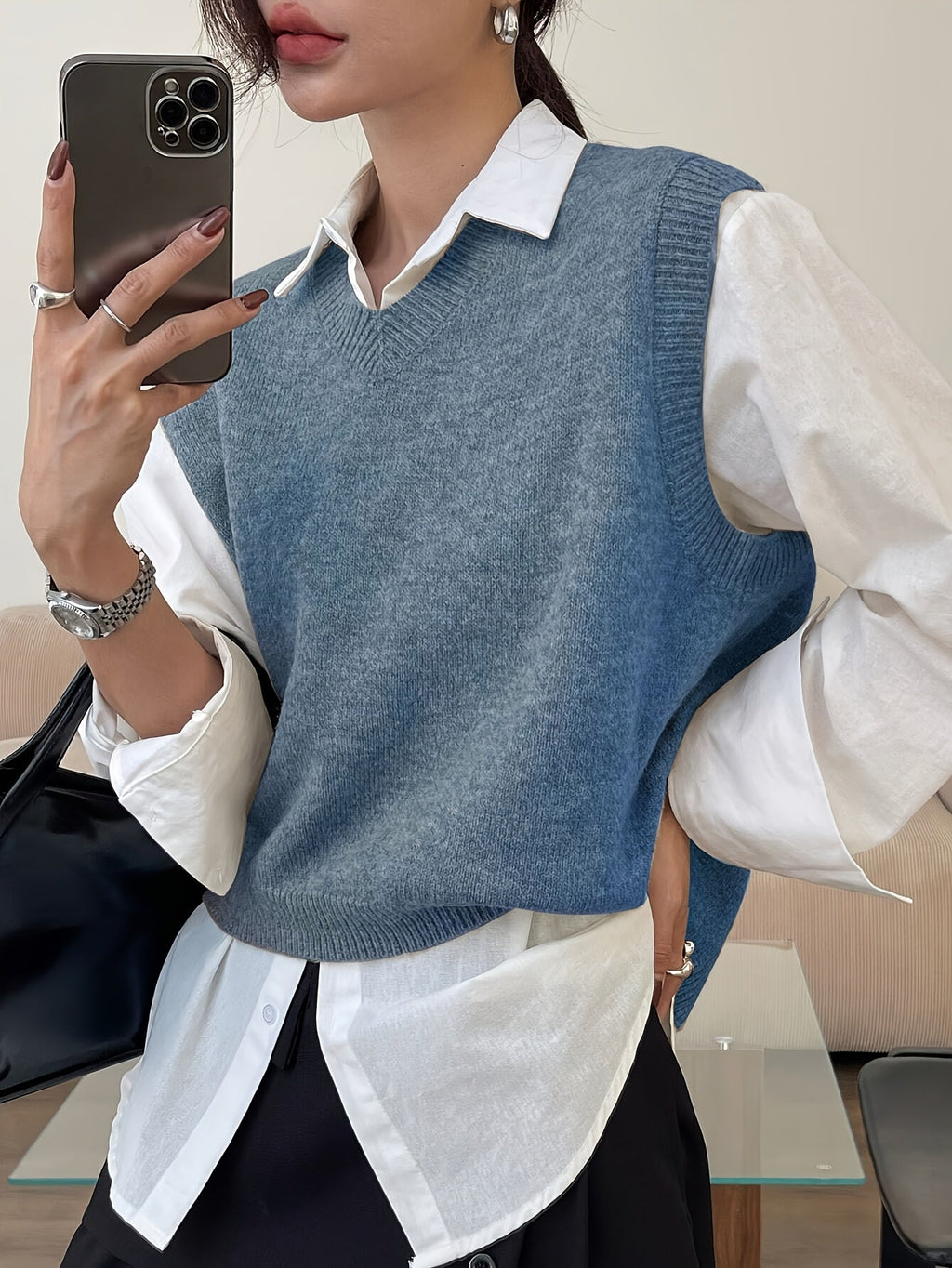 Mouwloos vest met V-hals voor dames