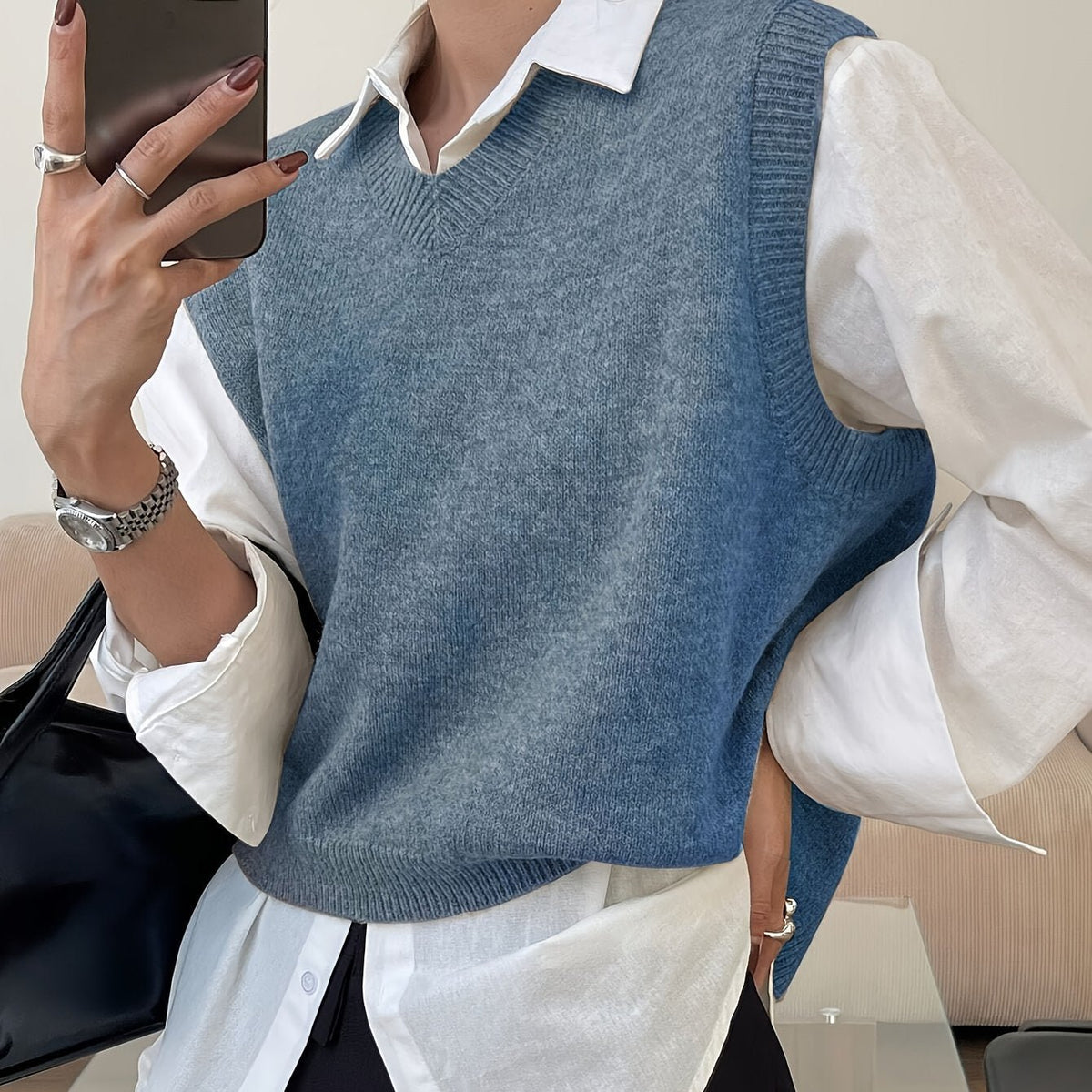 Mouwloos vest met V-hals voor dames