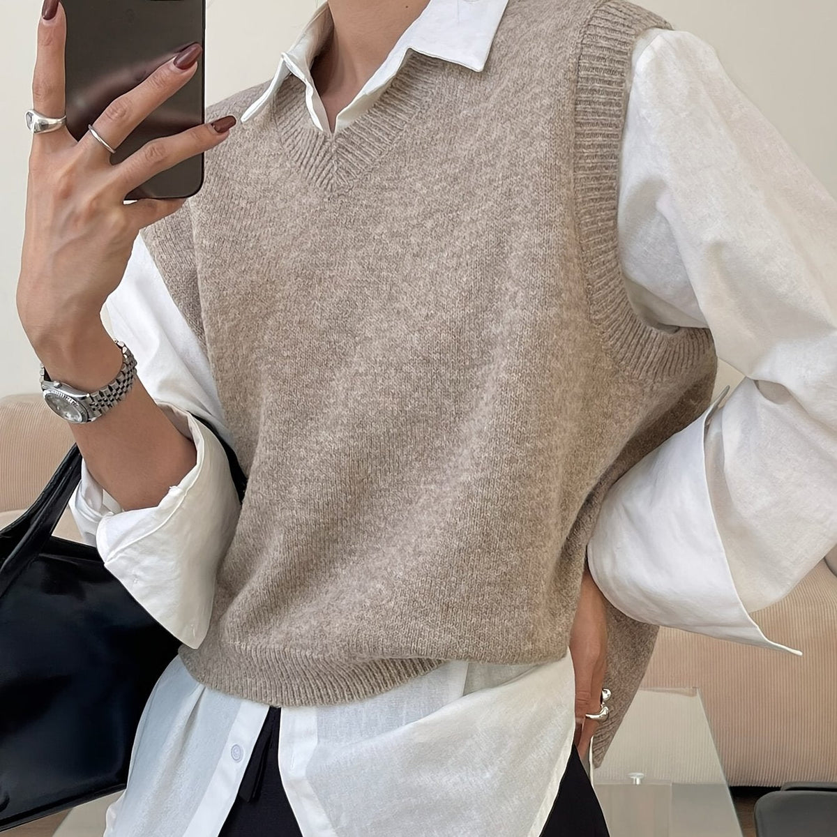 Mouwloos vest met V-hals voor dames