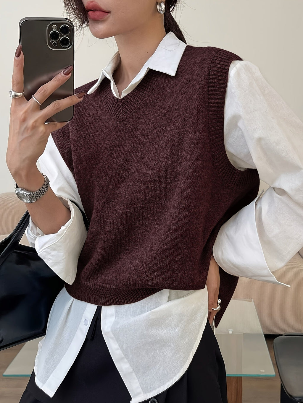 Mouwloos vest met V-hals voor dames