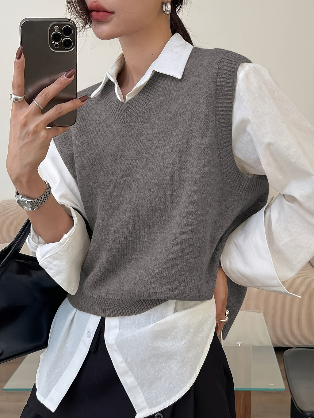 Mouwloos vest met V-hals voor dames