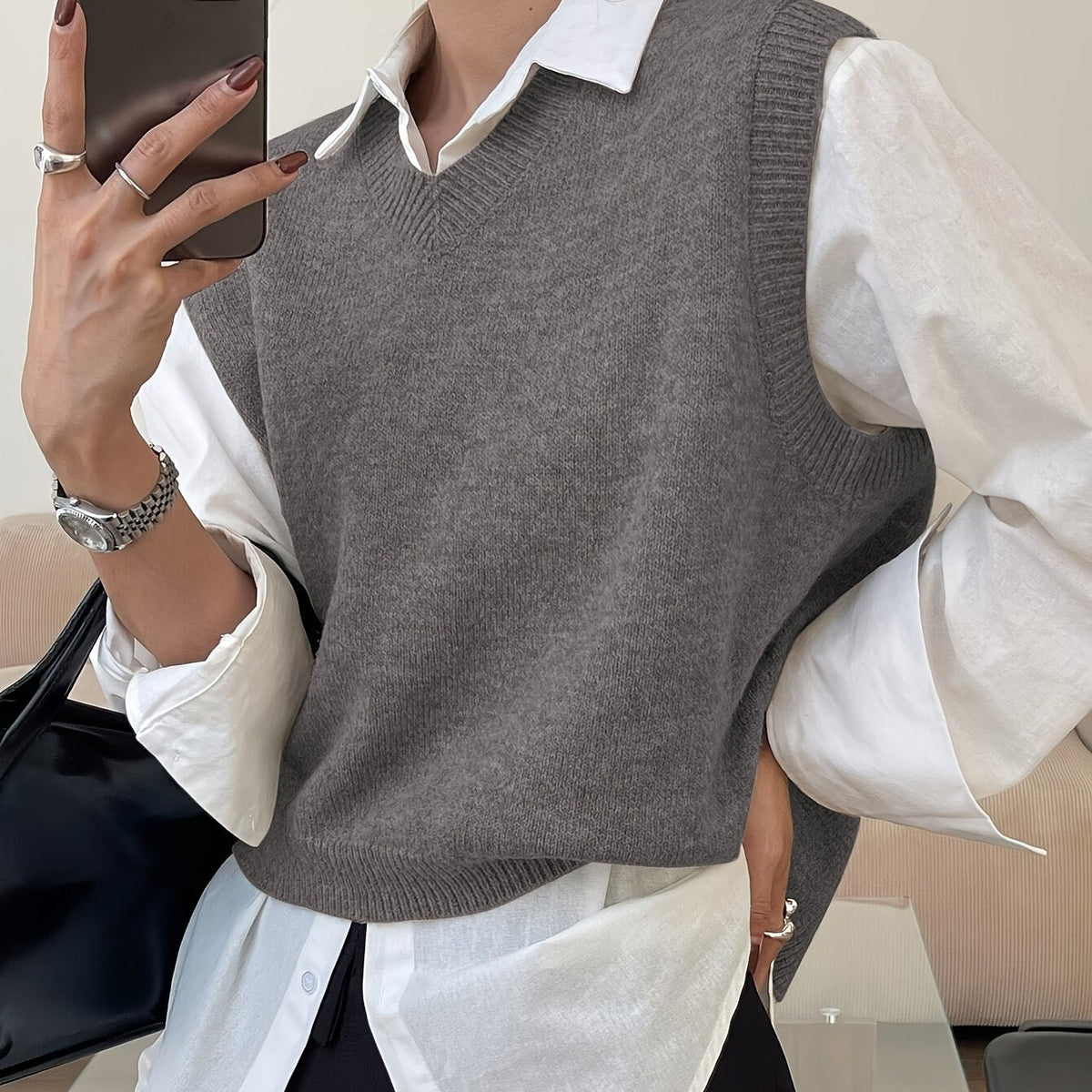 Mouwloos vest met V-hals voor dames