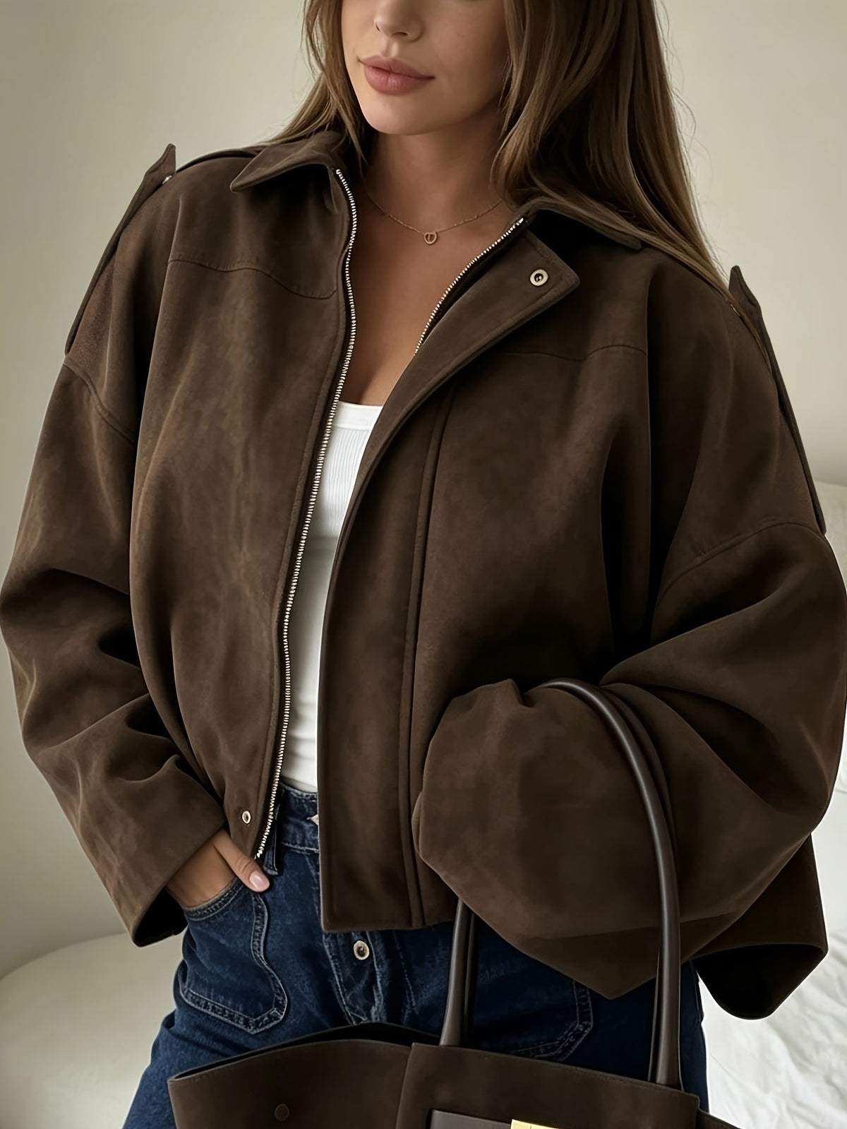 Dames Vest met Lange Mouwen – Effen Kleur en Casual Stijl - Spotlights shopping