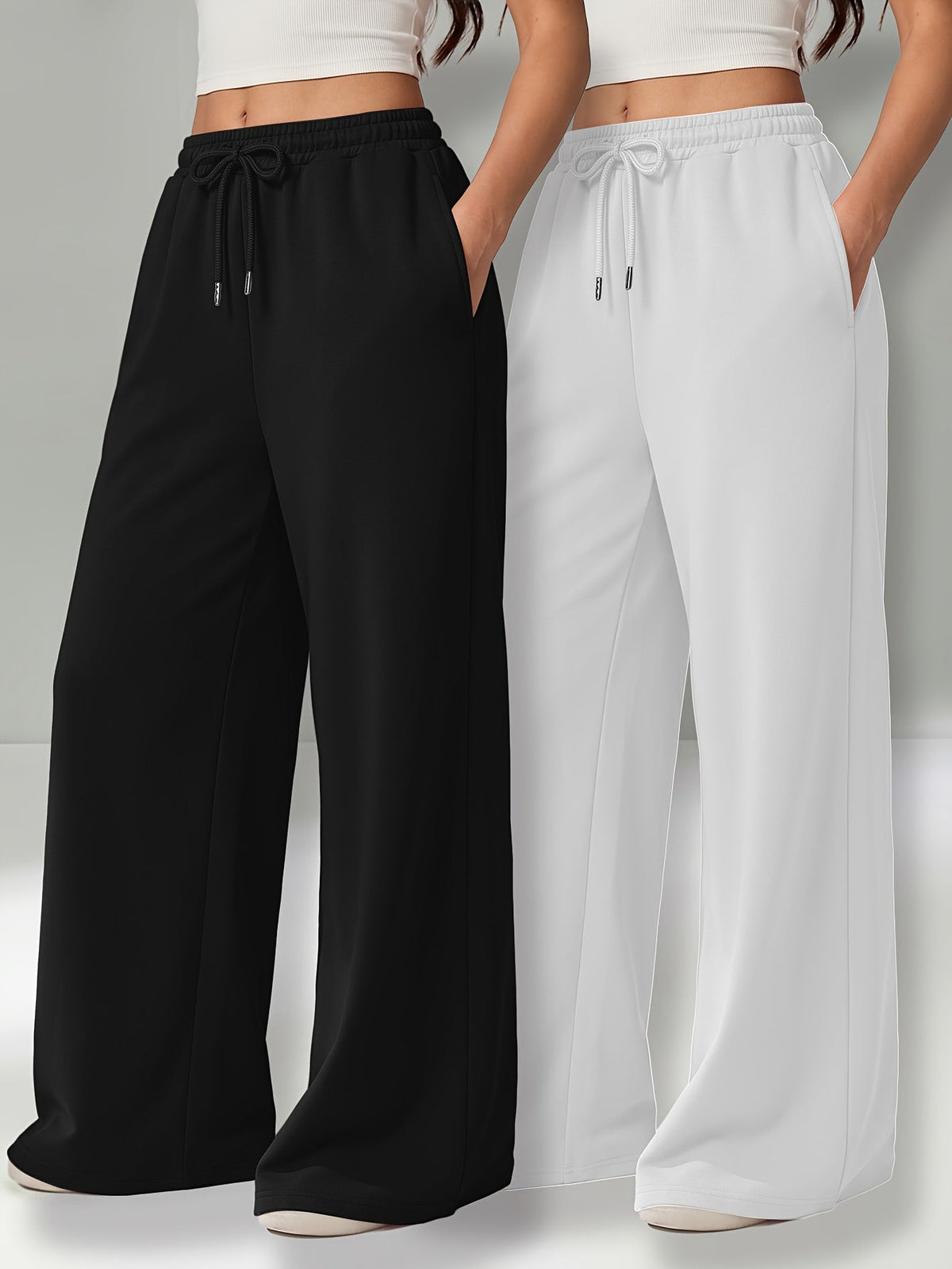 Dames Wijde Broek – Hoge Taille & Elastische Tailleband - Spotlights shopping