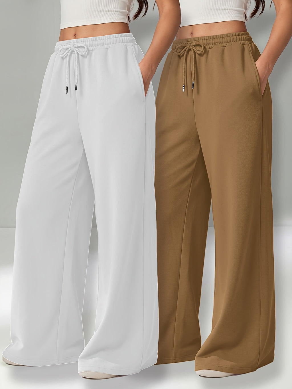 Dames Wijde Broek – Hoge Taille & Elastische Tailleband - Spotlights shopping