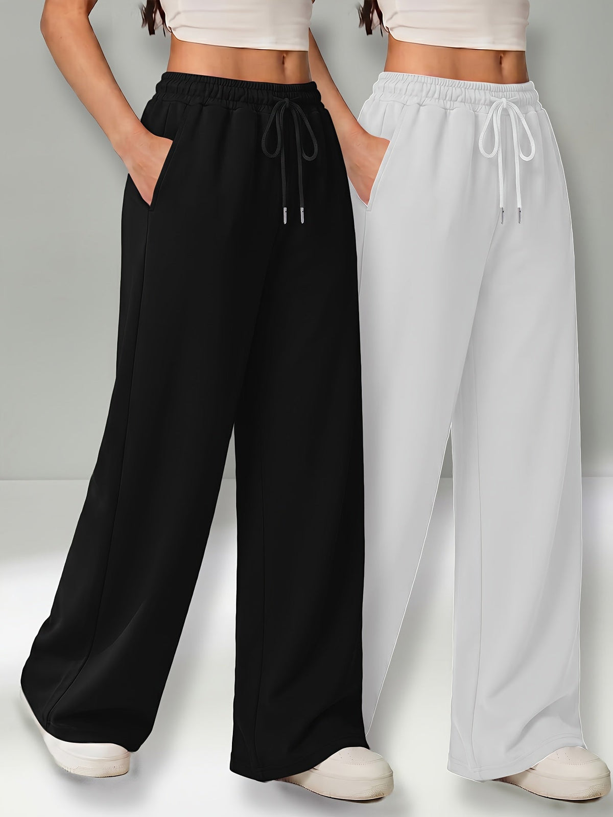 Dames Wijde Broek – Hoge Taille & Elastische Tailleband - Spotlights shopping