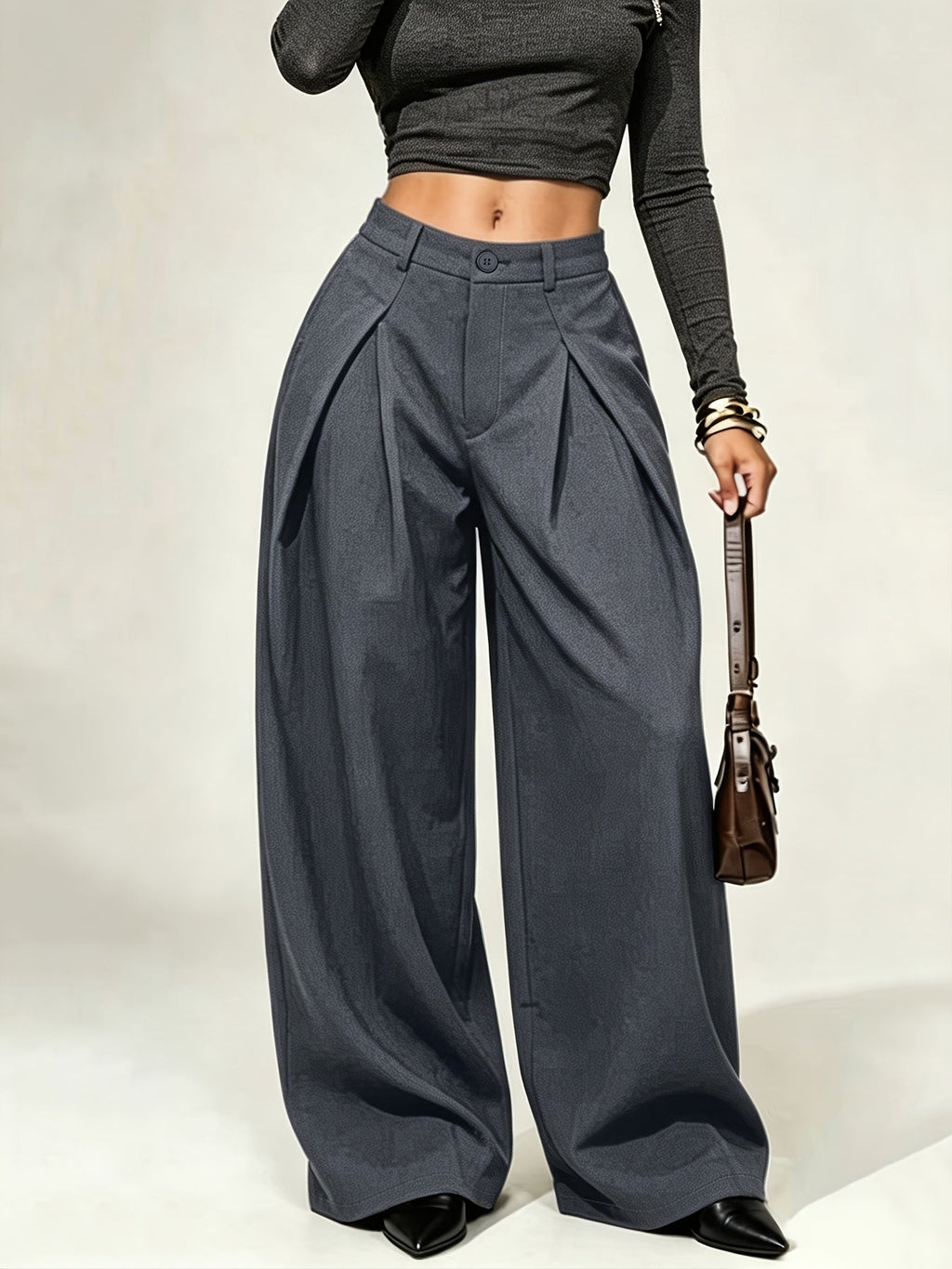Dames wijde broek met lage taille