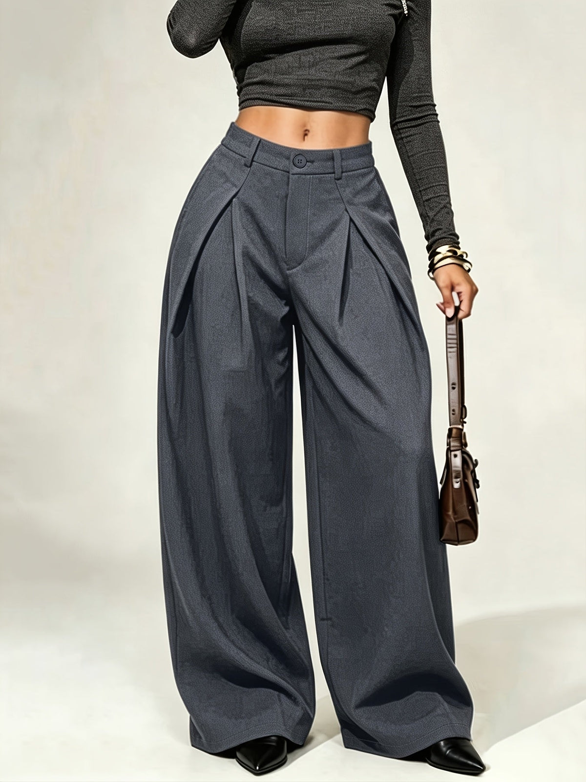 Dames wijde broek met lage taille