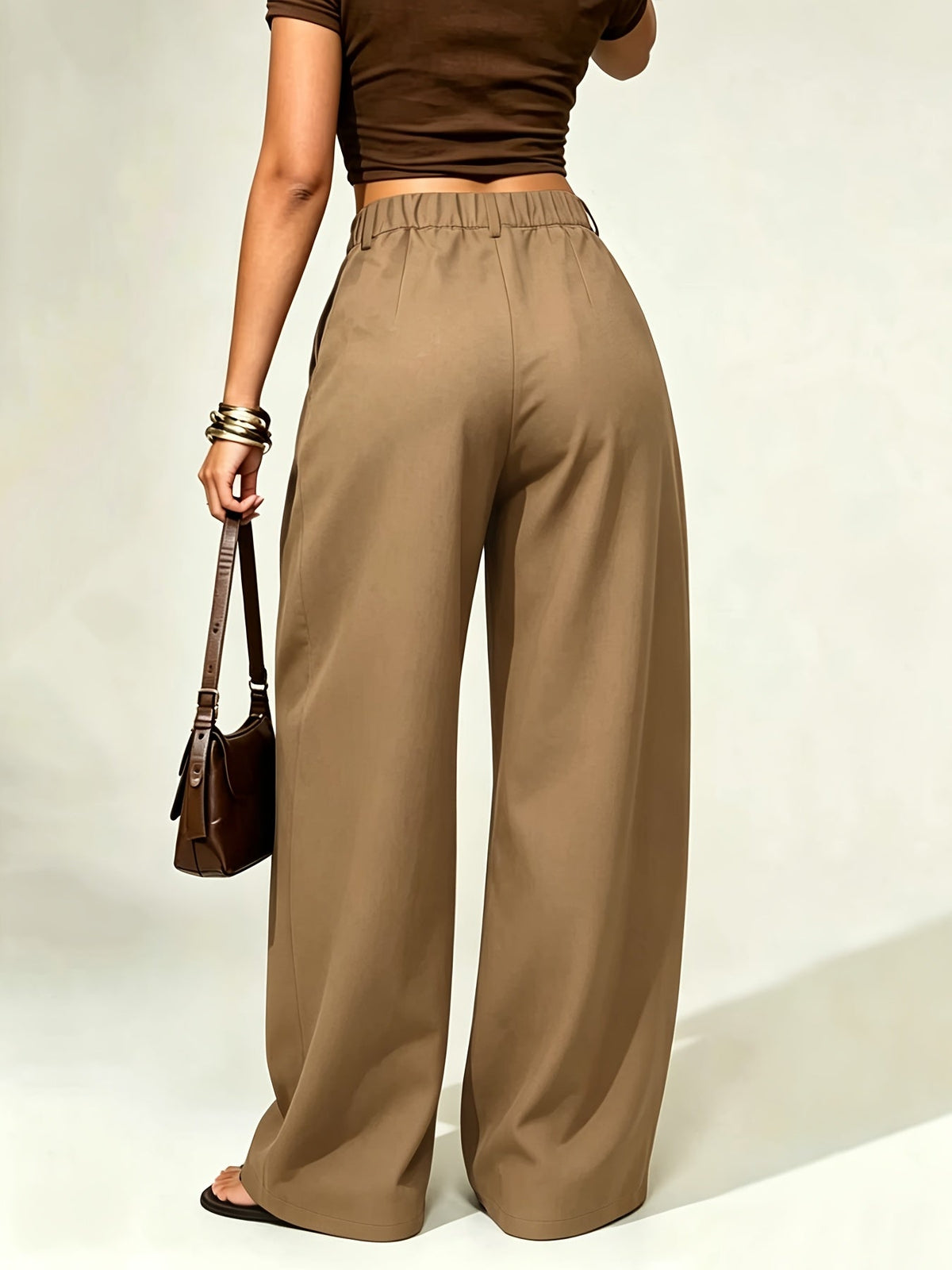 Dames wijde broek met lage taille