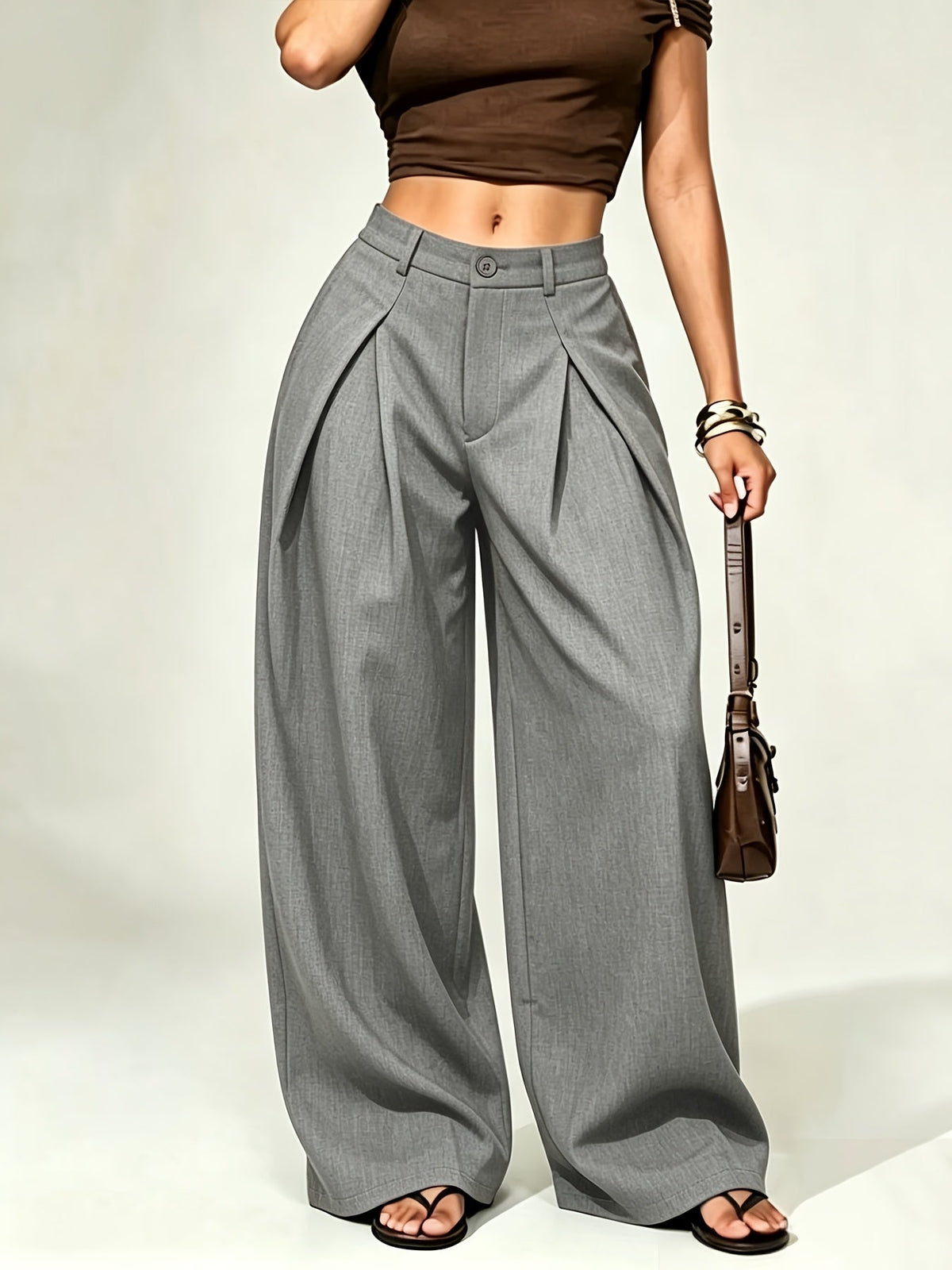 Dames wijde broek met lage taille