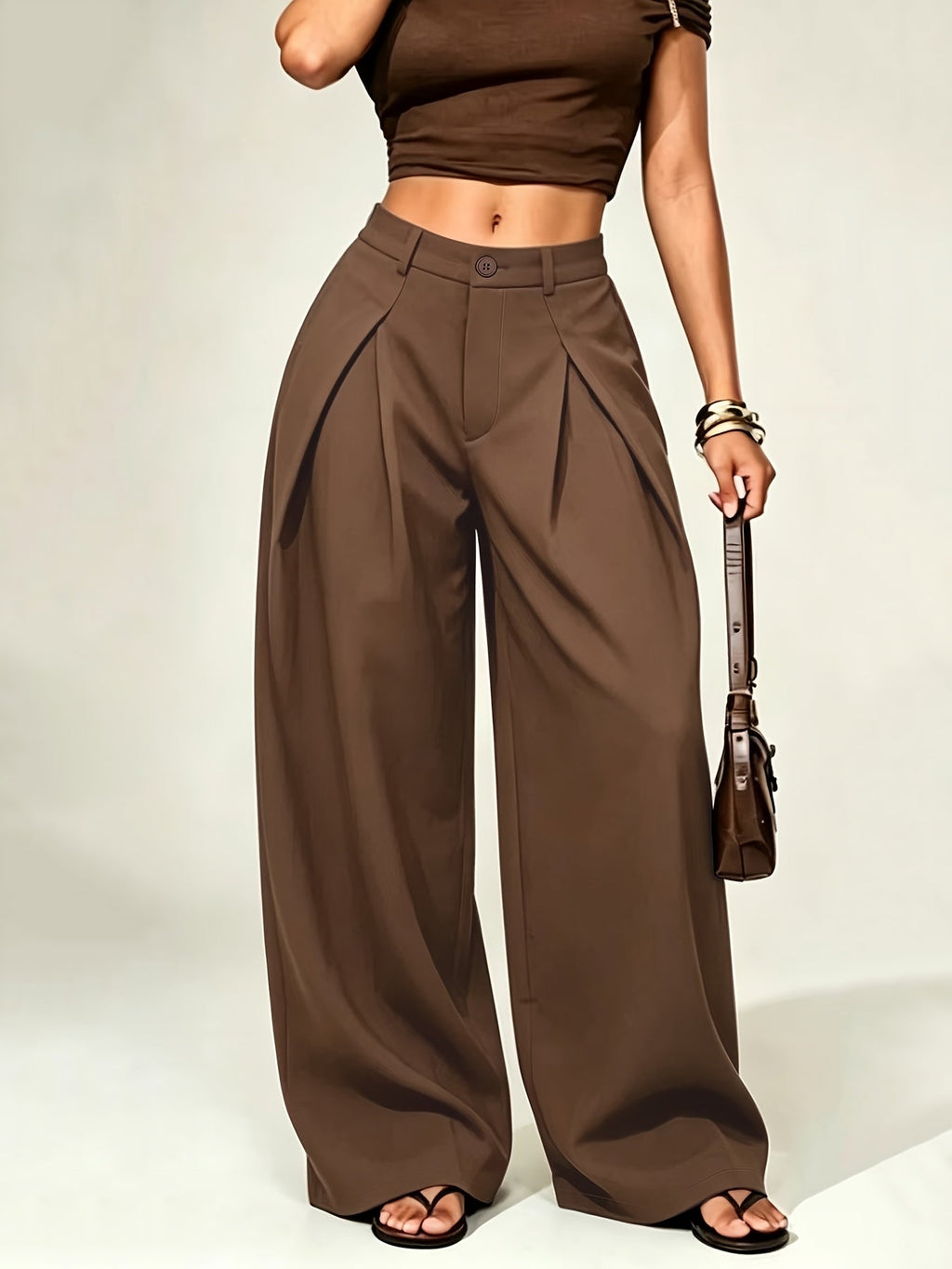 Dames wijde broek met lage taille