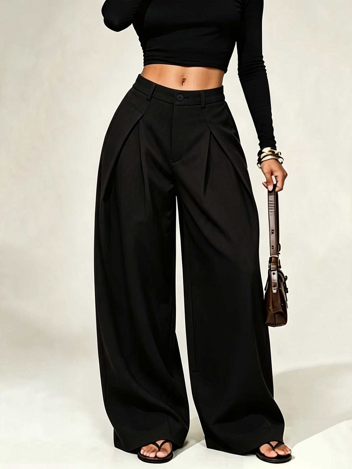 Dames wijde broek met lage taille