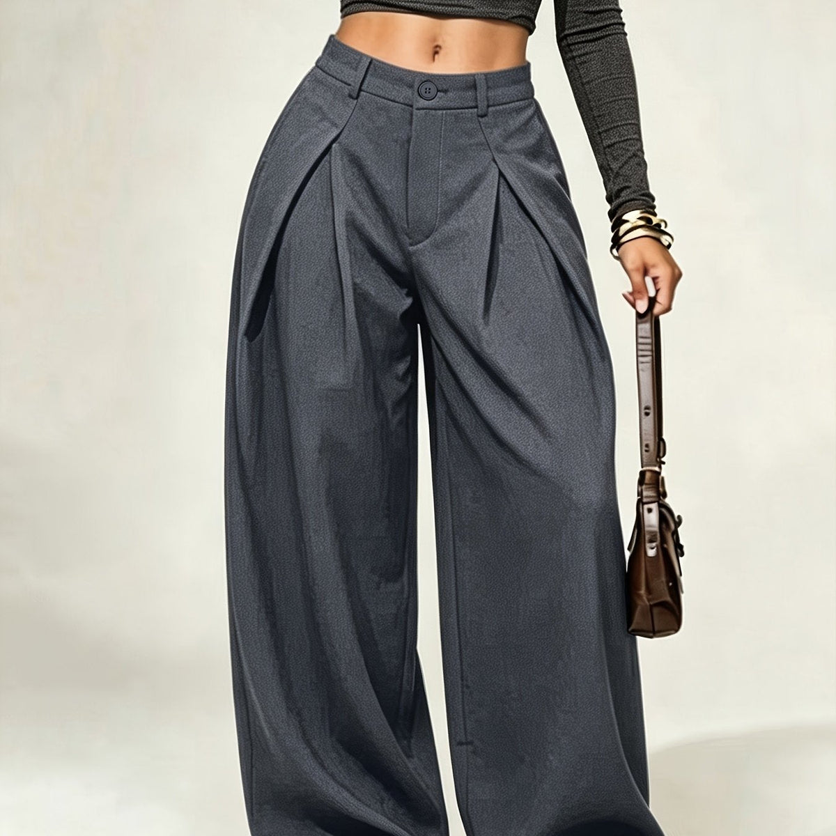 Dames wijde broek met lage taille