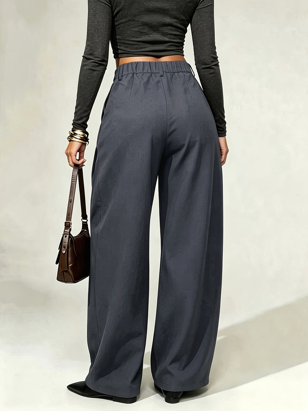 Dames wijde broek met lage taille