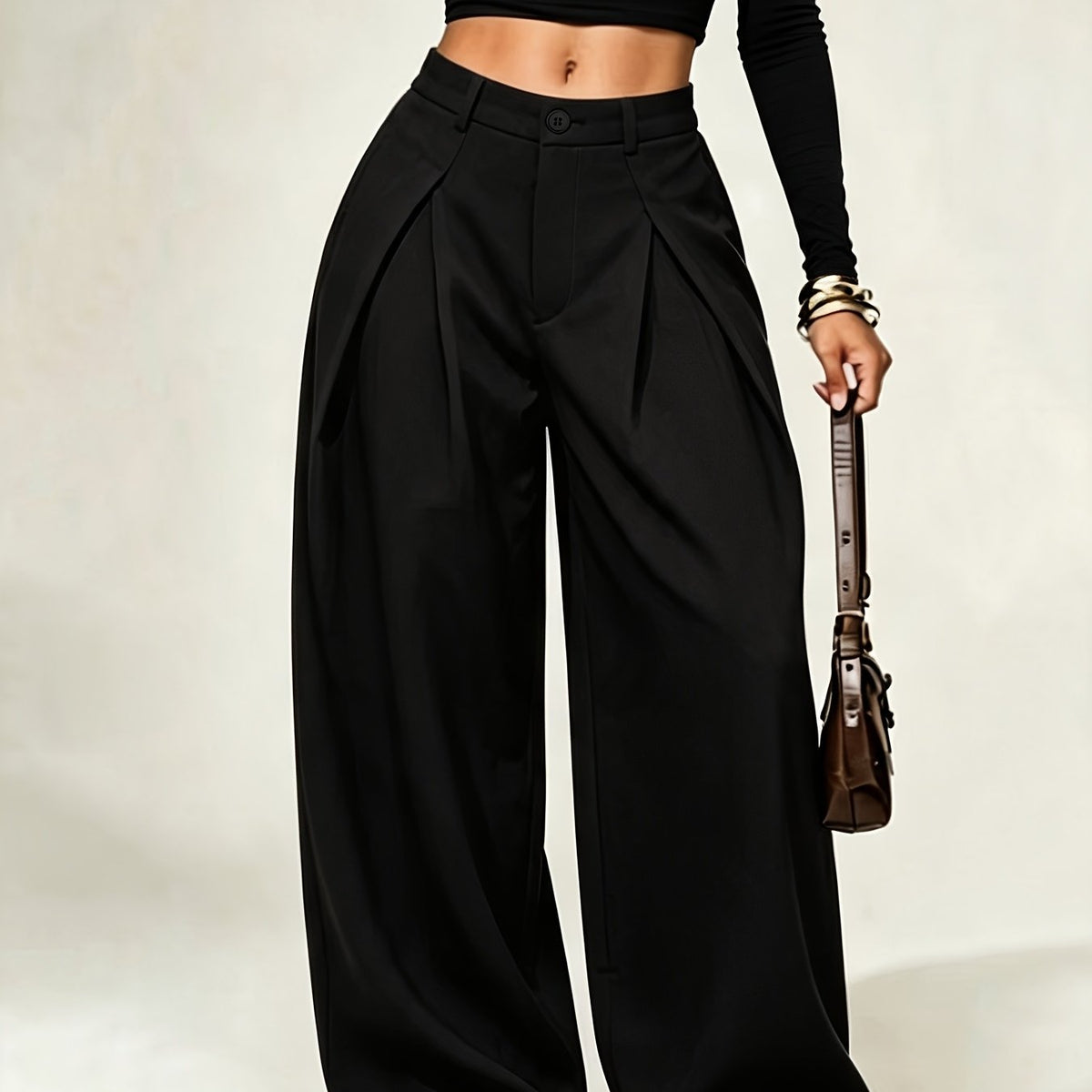 Dames wijde broek met lage taille