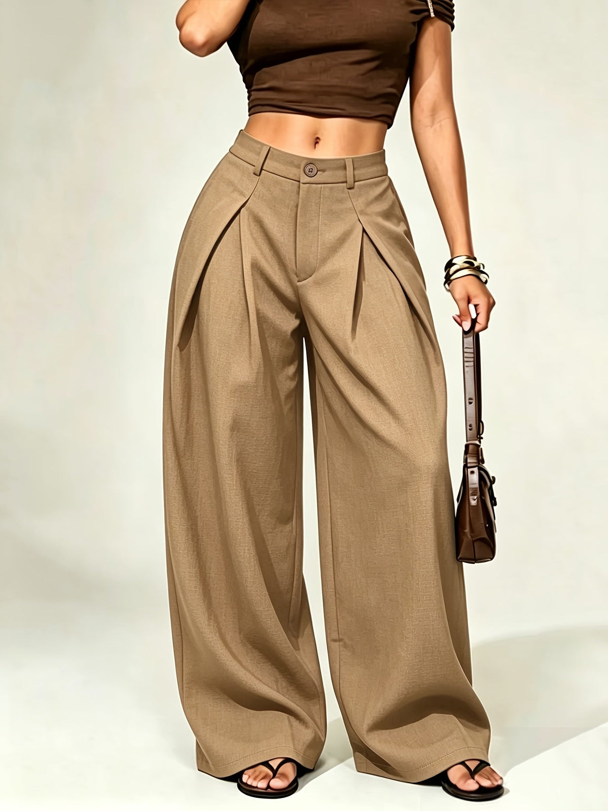 Dames wijde broek met lage taille