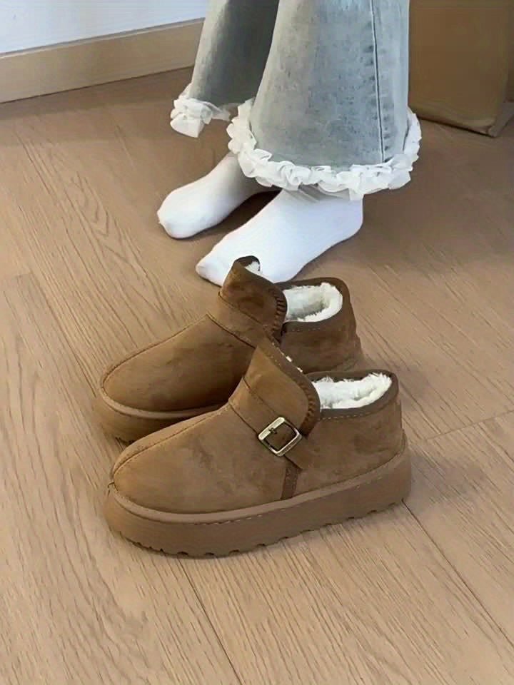 Dames winterlaarzen met dikke zool, ronde neus en warme voering