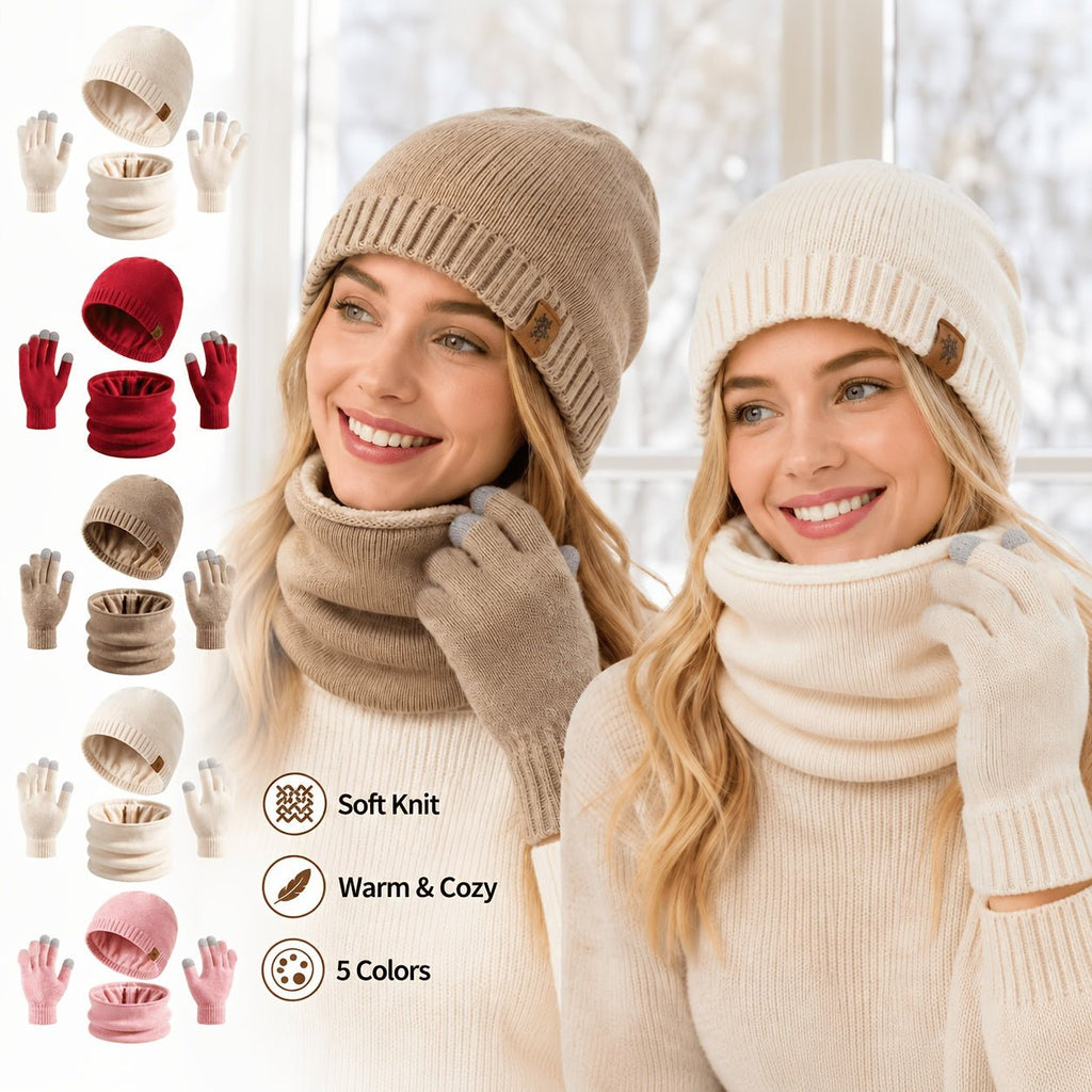 Dames Winterset 3-delig – Warme Muts, Nekwarmer en Vingerhandschoenen - Spotlights shopping