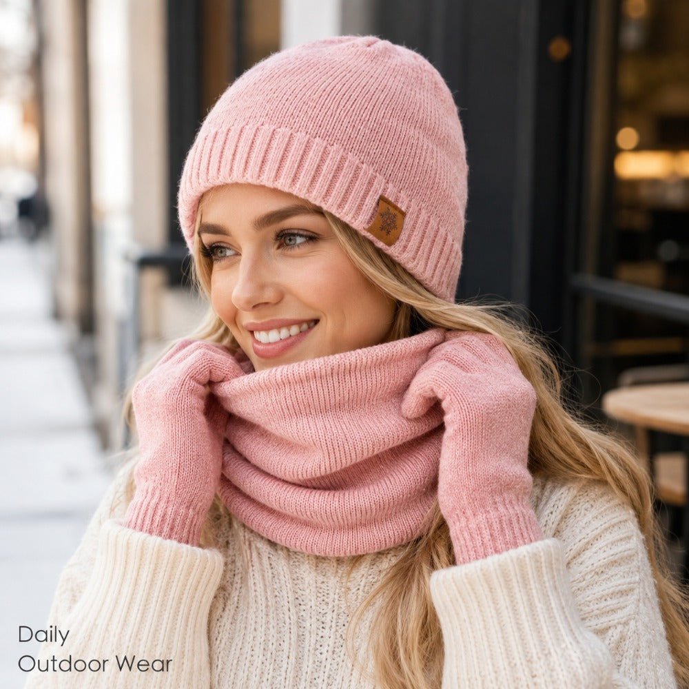 Dames Winterset 3-delig – Warme Muts, Nekwarmer en Vingerhandschoenen - Spotlights shopping