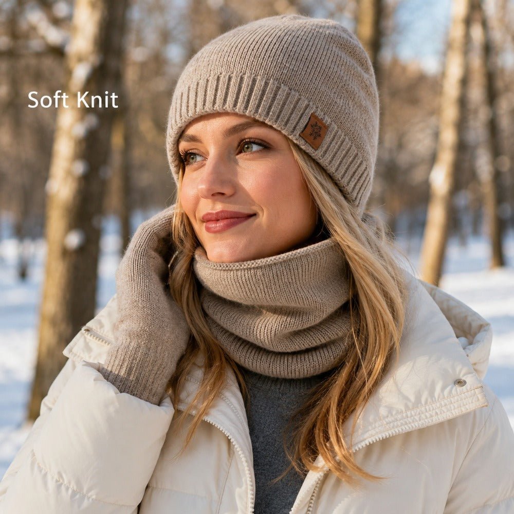 Dames Winterset 3-delig – Warme Muts, Nekwarmer en Vingerhandschoenen - Spotlights shopping
