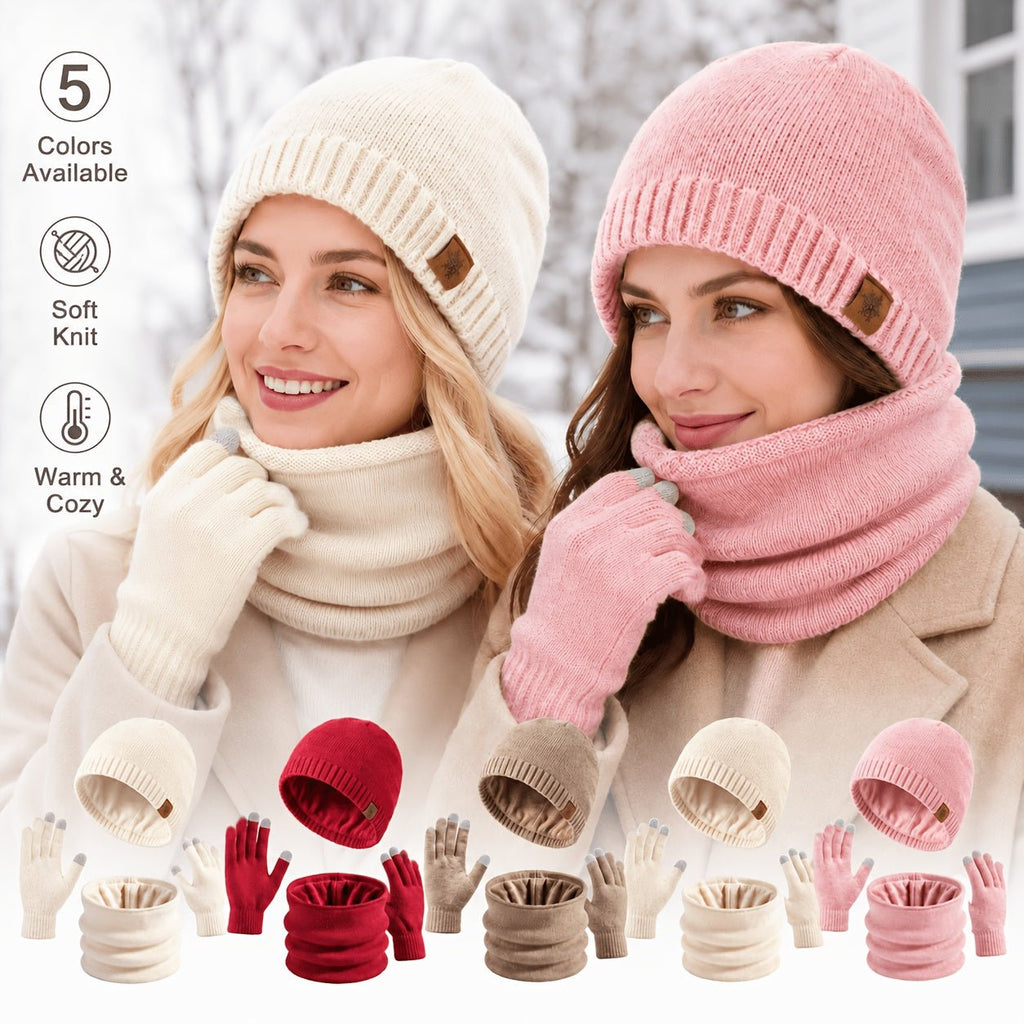 Dames Winterset 3-delig – Warme Muts, Nekwarmer en Vingerhandschoenen - Spotlights shopping
