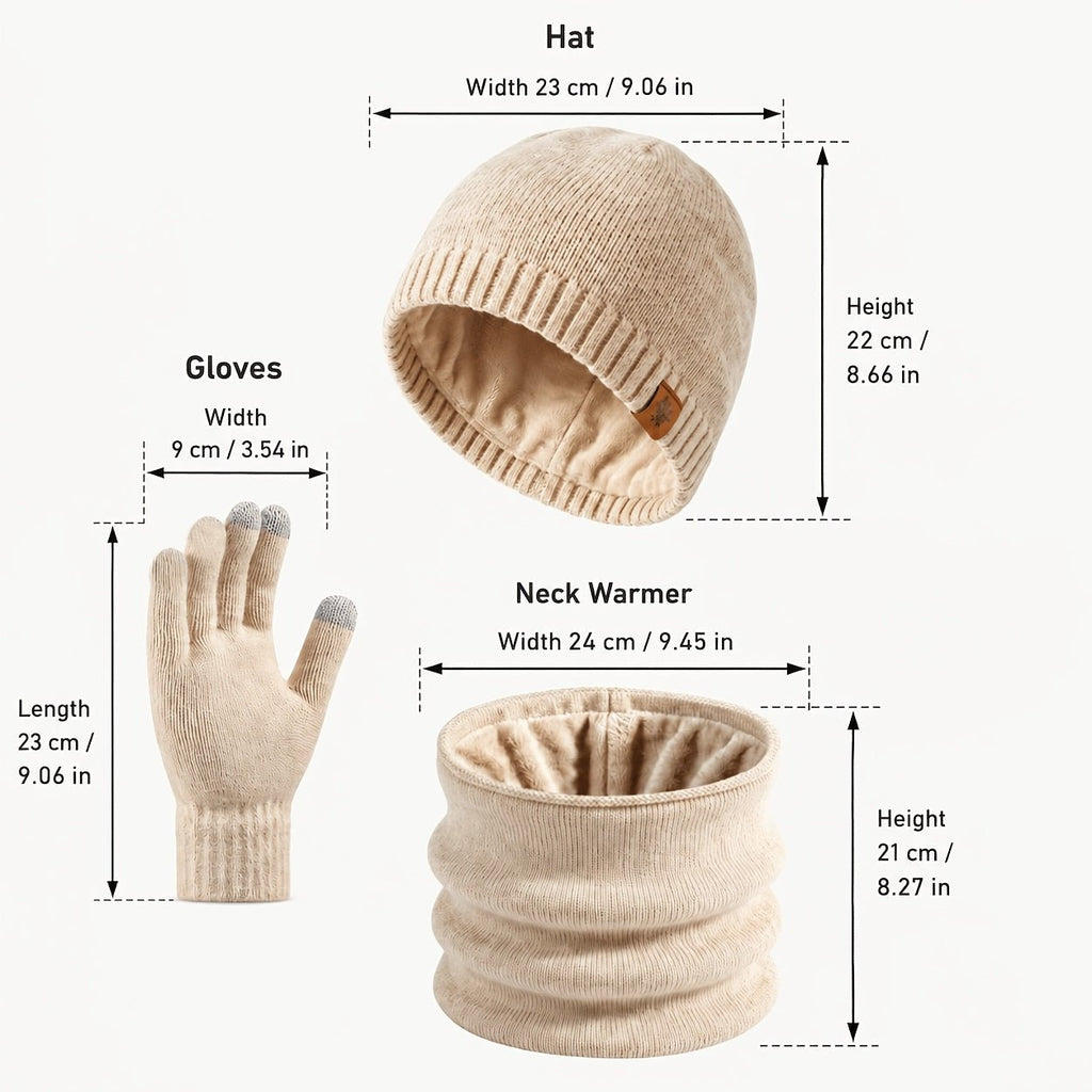 Dames Winterset 3-delig – Warme Muts, Nekwarmer en Vingerhandschoenen - Spotlights shopping