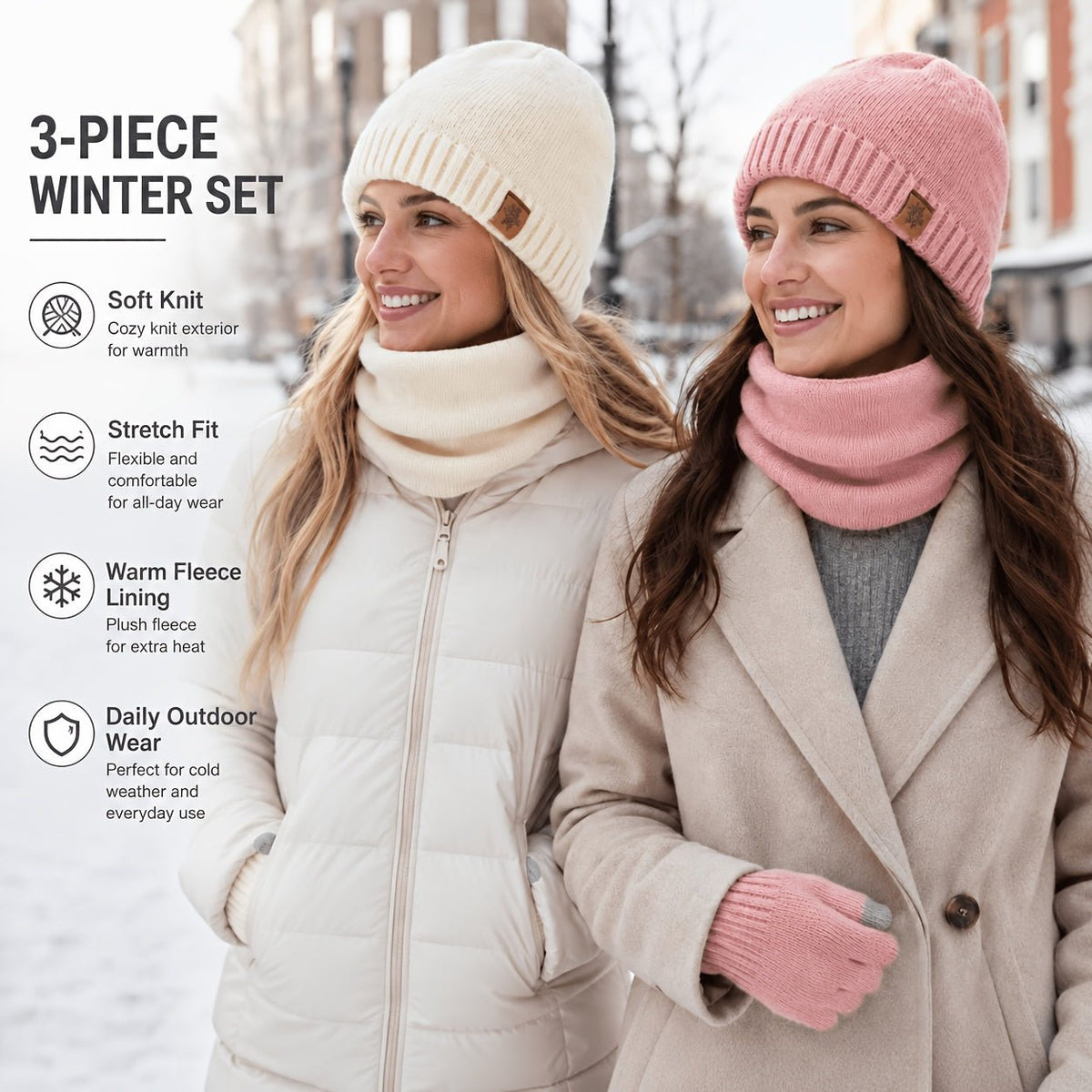 Dames Winterset 3-delig – Warme Muts, Nekwarmer en Vingerhandschoenen - Spotlights shopping