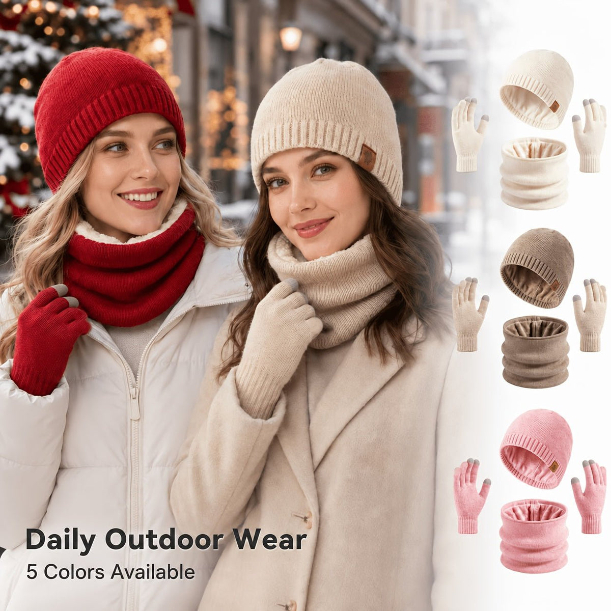 Dames Winterset 3-delig – Warme Muts, Nekwarmer en Vingerhandschoenen - Spotlights shopping