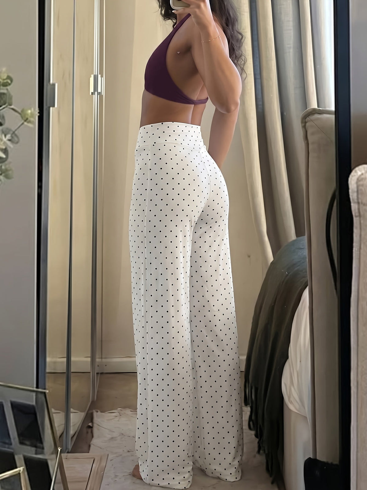Dames yogabroek met hoge taille, stretch en wijde pijpen