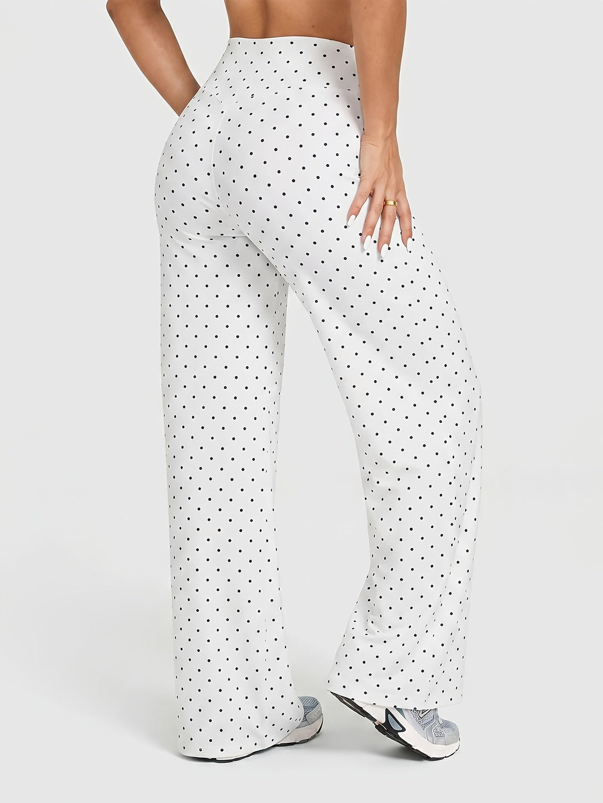 Dames yogabroek met hoge taille, stretch en wijde pijpen