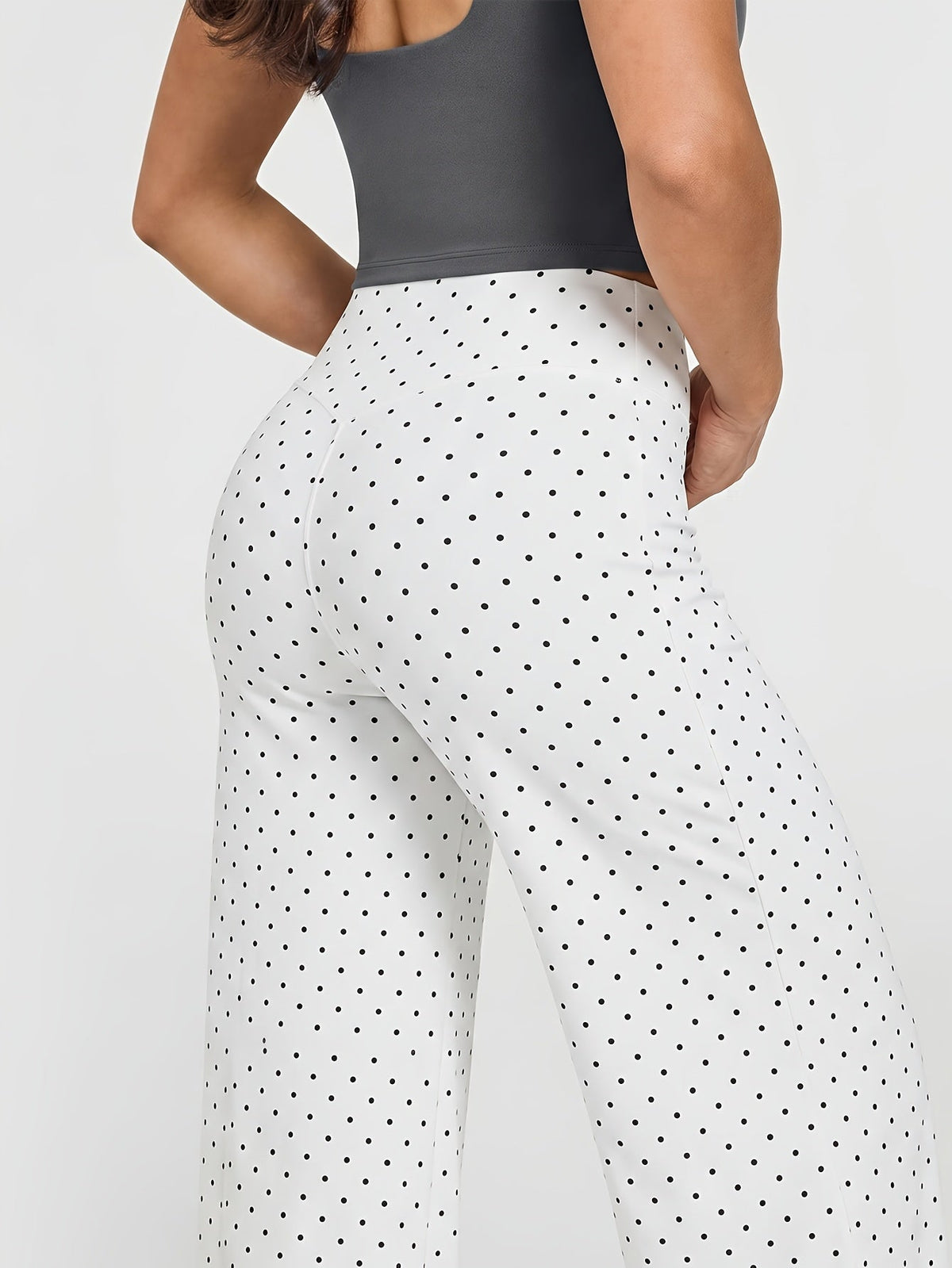 Dames yogabroek met hoge taille, stretch en wijde pijpen