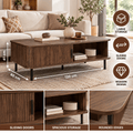 Salontafel in donkere houtlook met twee schuifdeuren